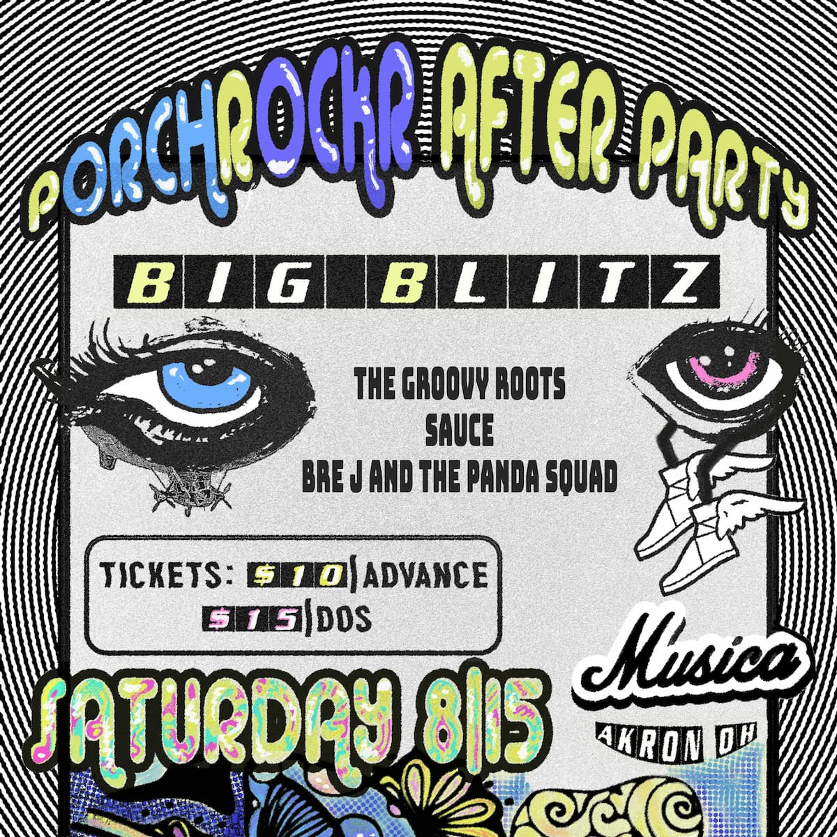 PorchRokr After Party with Big Blitz, The Groovy Roots, Sauce, Bre J and the Panda Squad