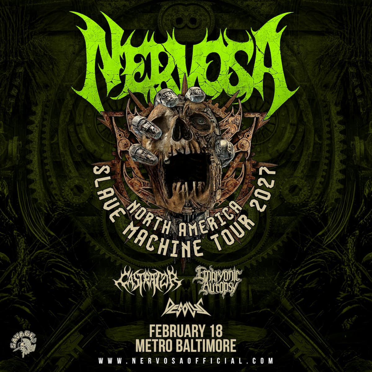 NERVOSA w/ Castrator, Embryonic Autopsy and Desolus