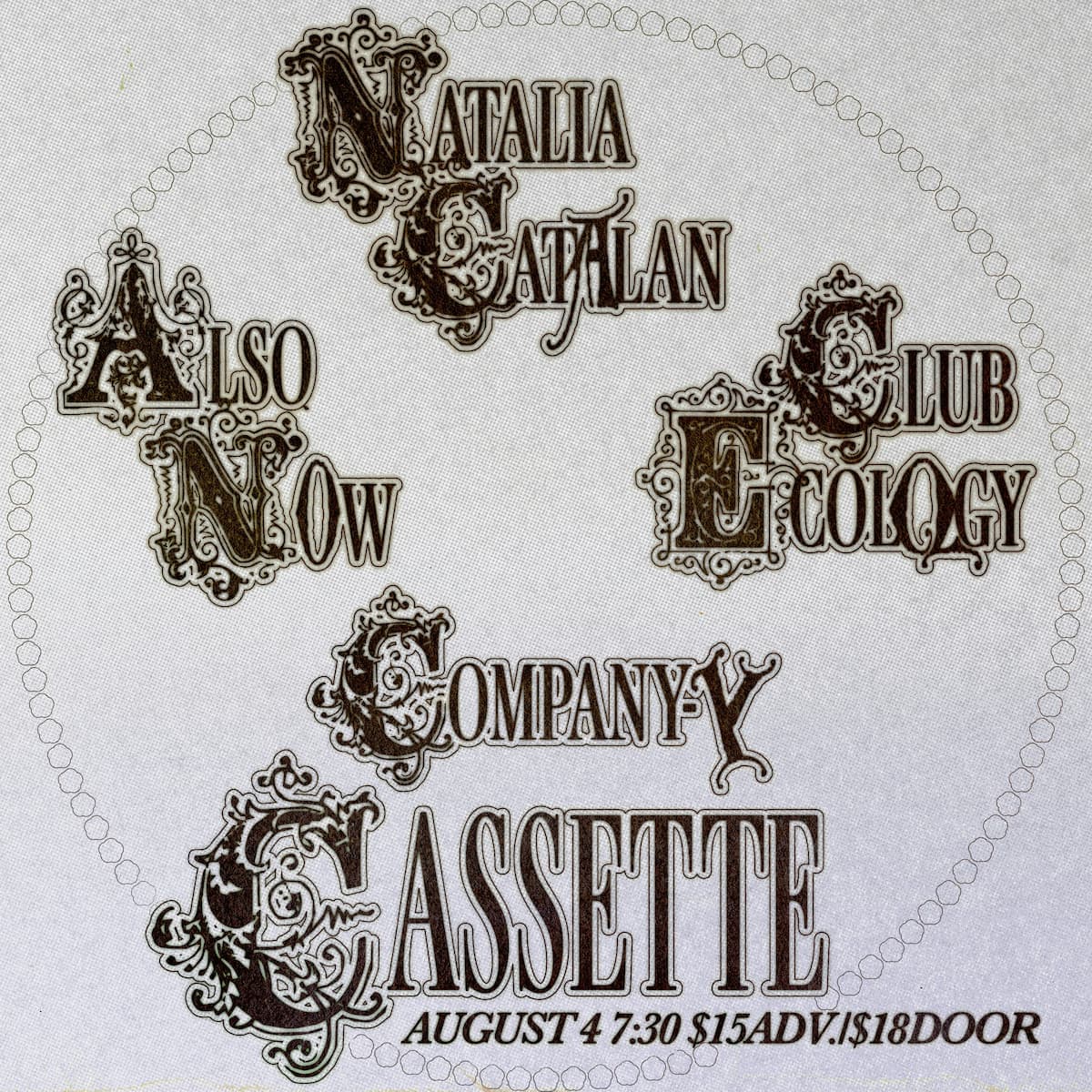 NATALIA CATALAN, ALSO NOW, CLUB ECOLOGY, COMPANY-Y